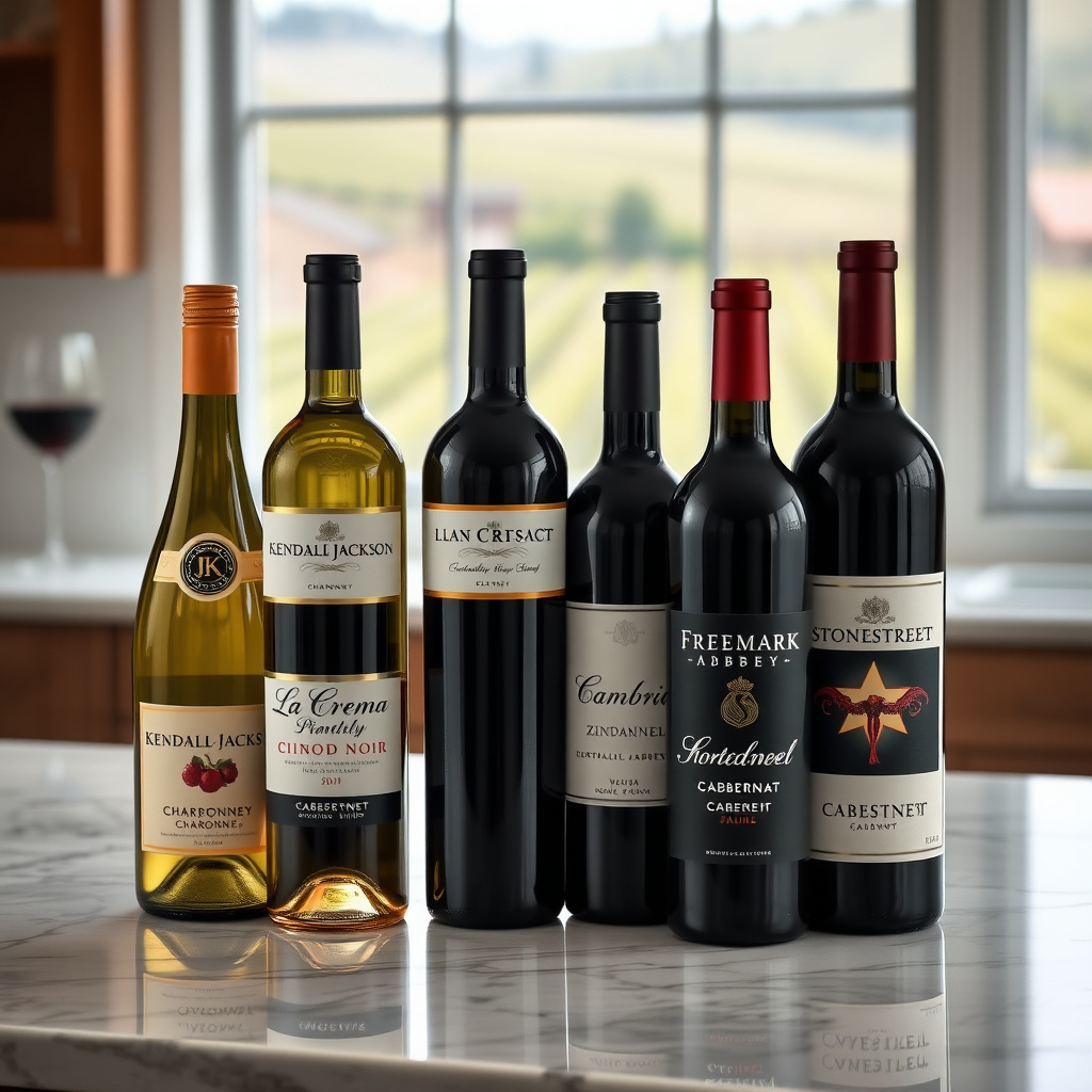Elegant display of best wine bottles from Jackson Family Wines