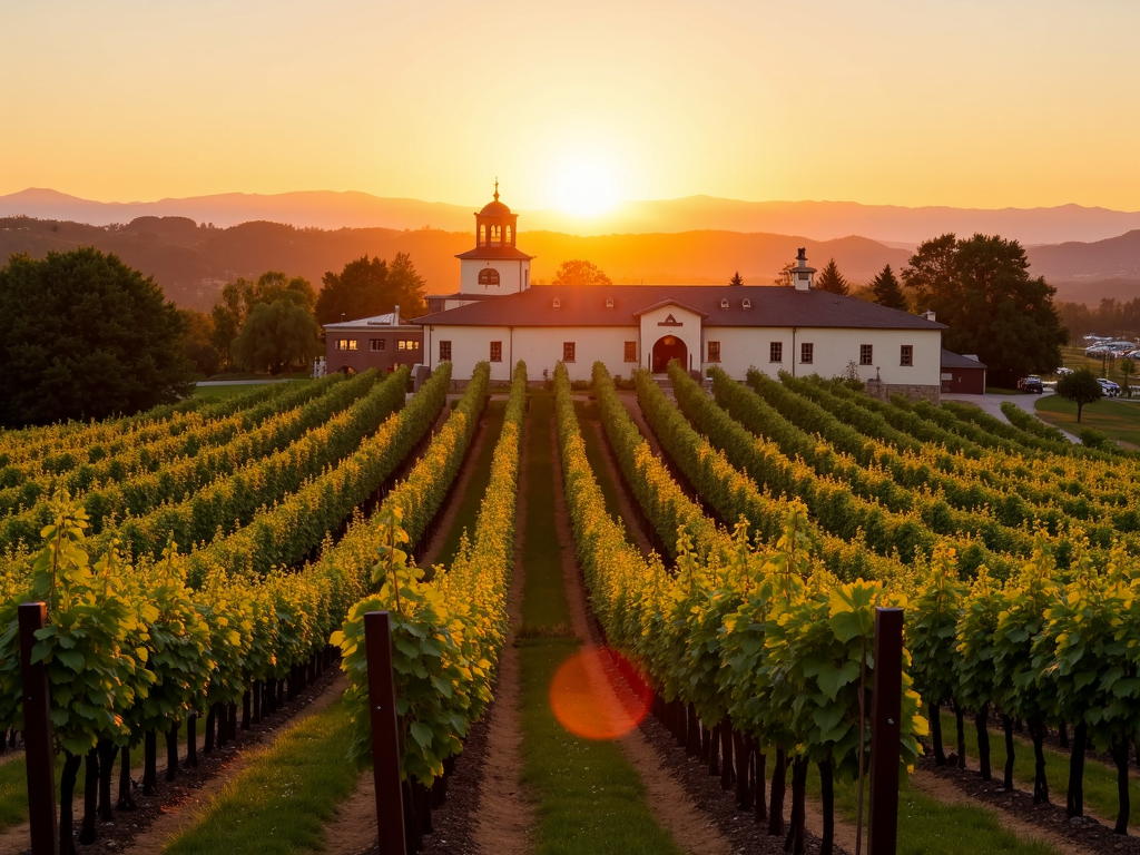 Beringer vineyards at sunset