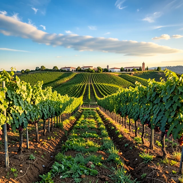 Sustainable vineyards with cover crops demonstrating healthy soil management