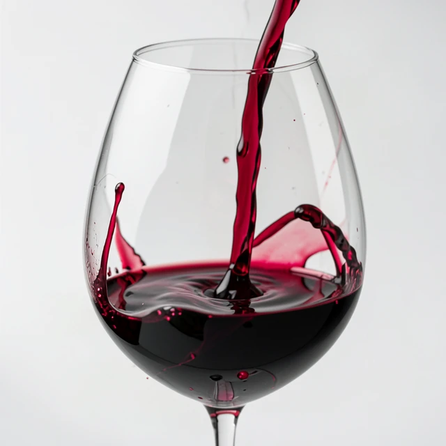 Close-up of red wine legs in a swirled glass showing viscosity