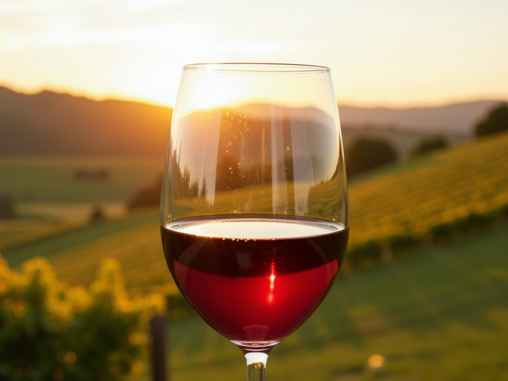 A close-up of a beautiful glass of red wine showcasing its rich color.