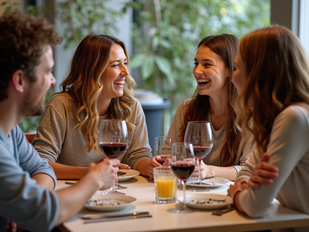 Friends enjoying a sustainable wine night