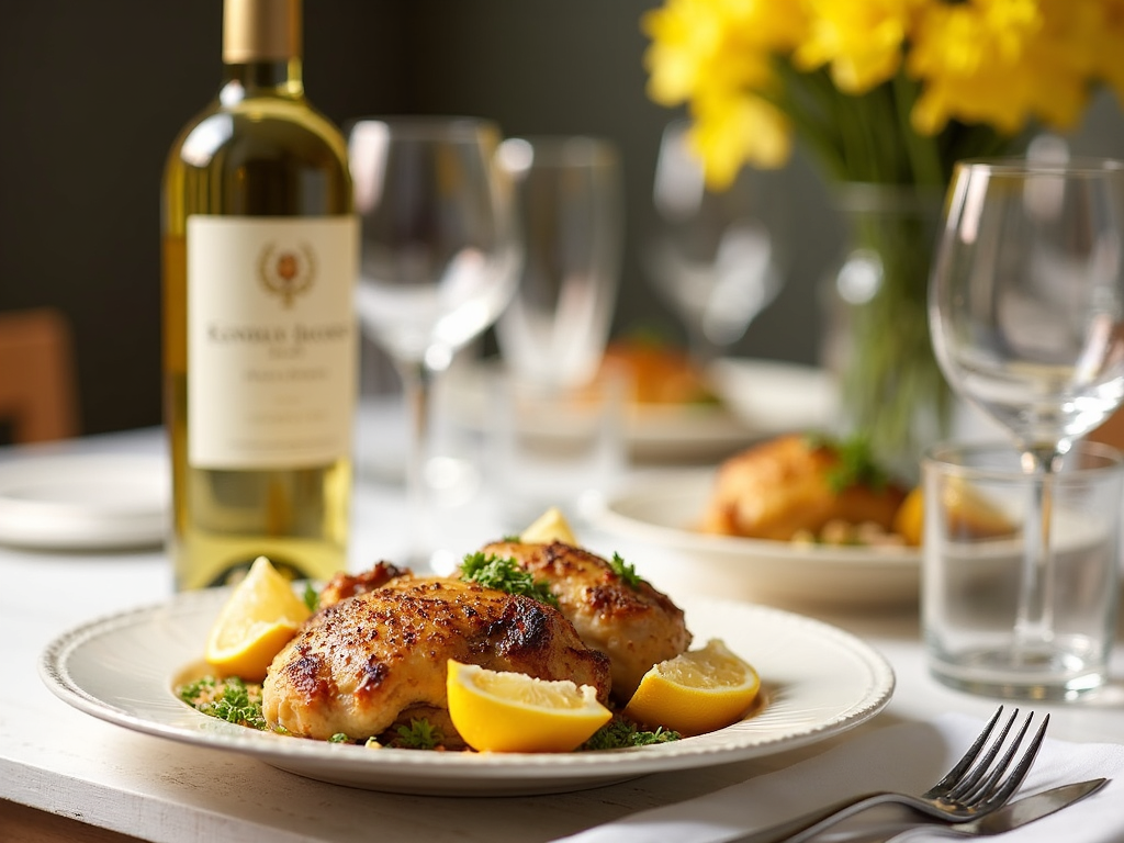 Kendall-Jackson Chardonnay paired with lemon-herb roasted chicken