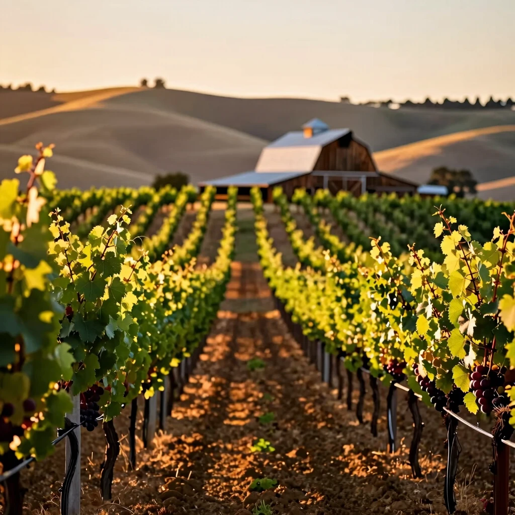 Sunset over Sonoma vineyards owned by Jackson Family Wines