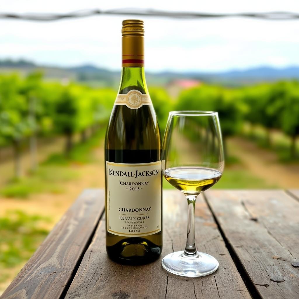 Kendall-Jackson Chardonnay with vineyard view.