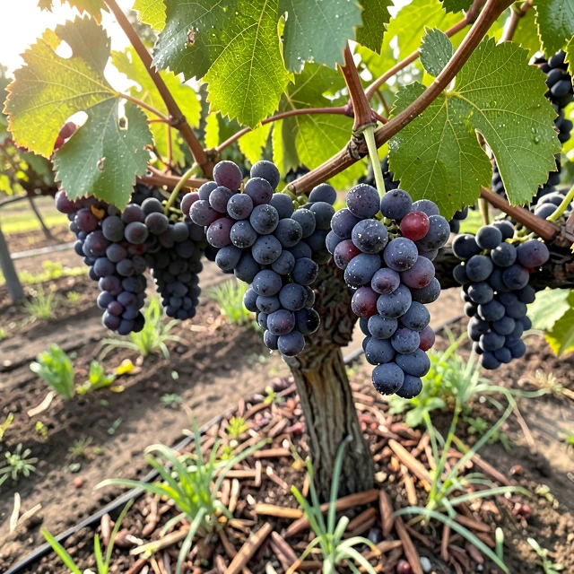 Close-up of healthy grapes at Beringer Vineyards showing sustainable soil practices