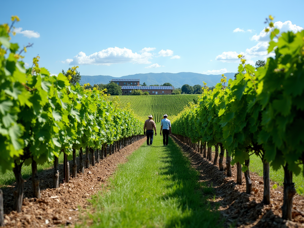 Sustainable vineyard with solar panels