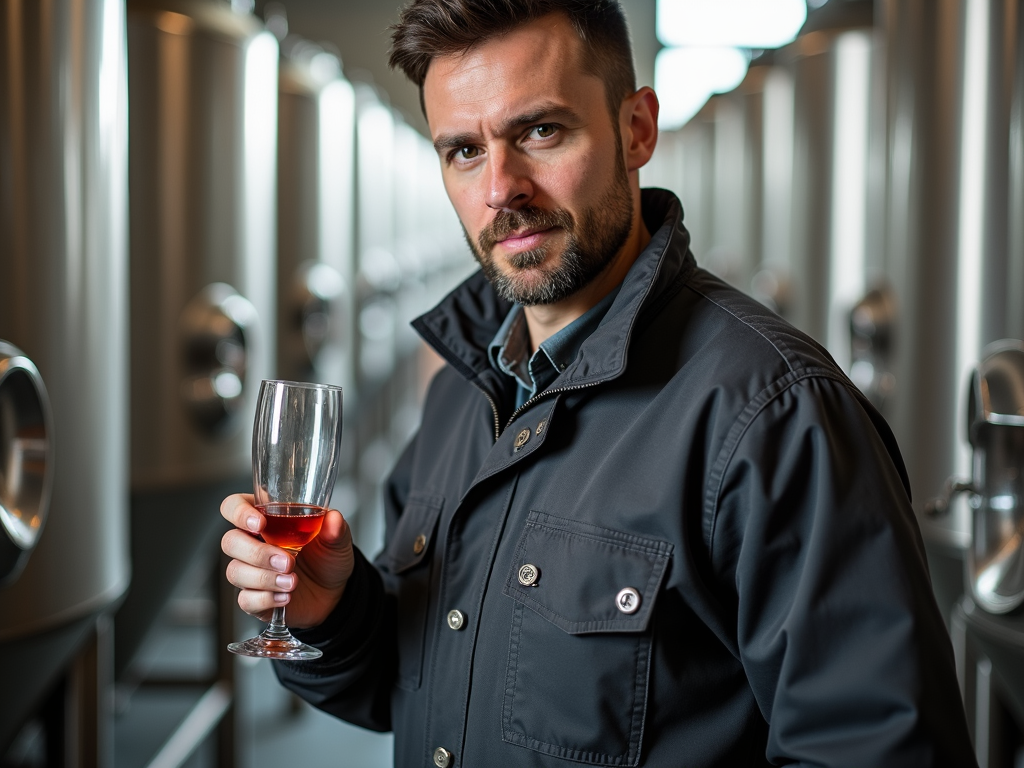 Winemaker measuring grape juice before fermentation