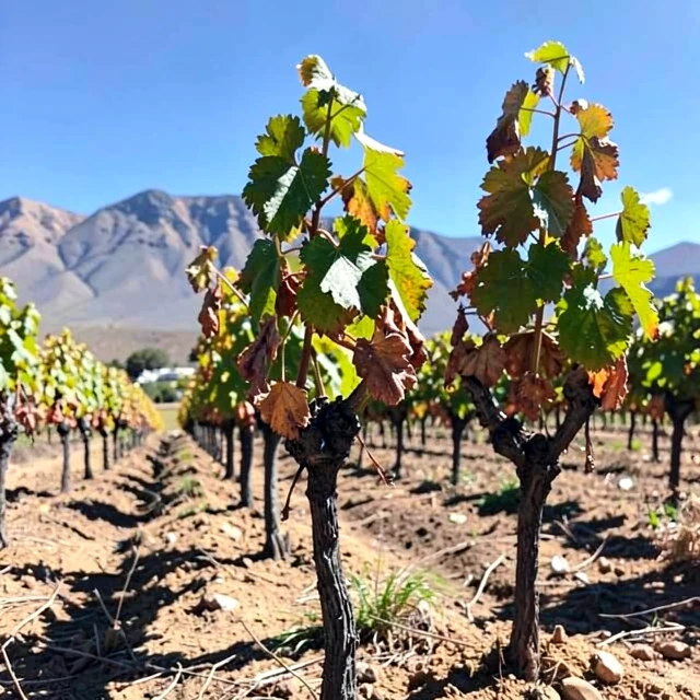 Drought-affected vineyard illustrating how climate change impacts grapevines in traditional wine regions.