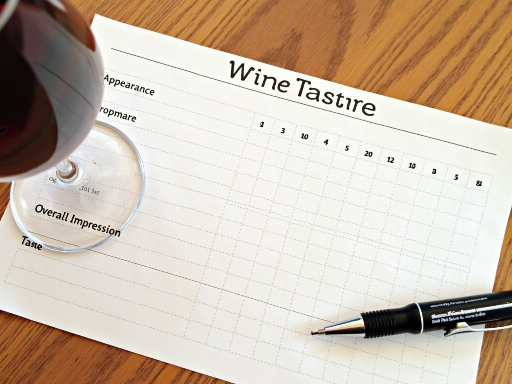 A wine tasting scorecard to help guests record their impressions and preferences.