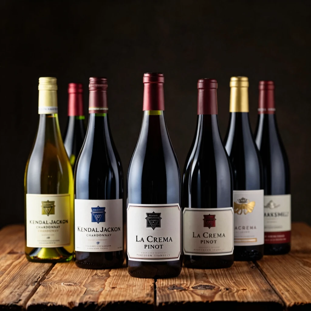 Collection of Jackson Family Wines bottles elegantly displayed on a wooden table