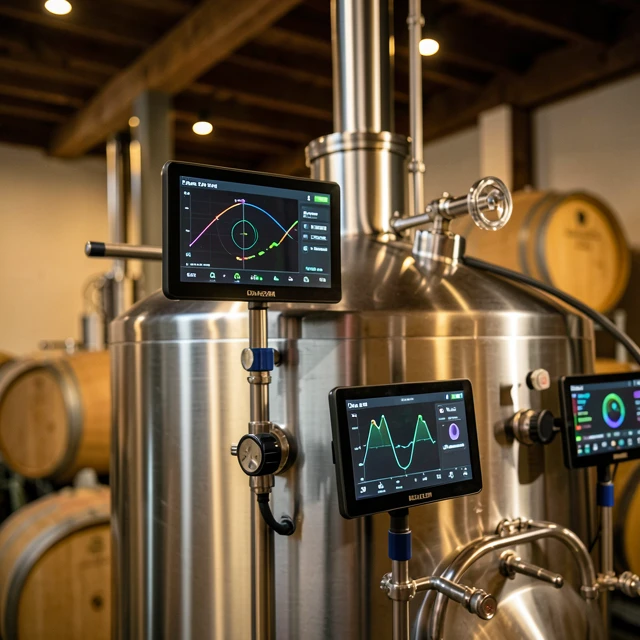 AI-powered fermentation monitoring in a winery tank for precise control