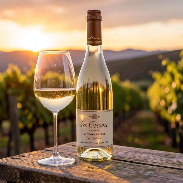 La Crema Sonoma Coast Chardonnay bottle and glass