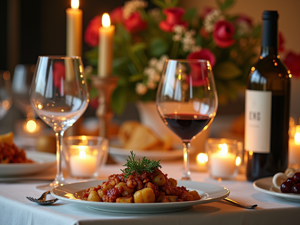 A dining table set for a wine pairing dinner