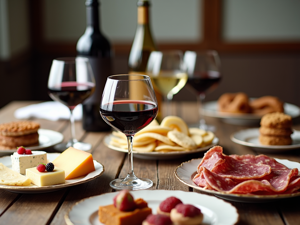 Diverse wine pairing spread