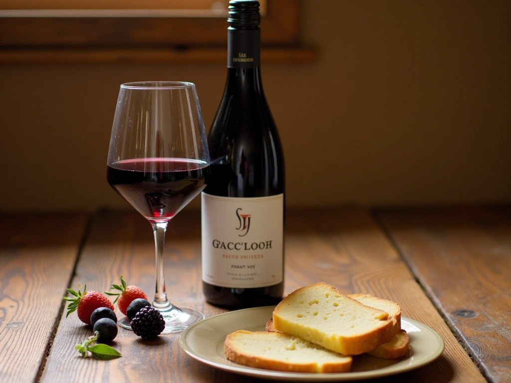Jackson Family Wines Pinot Noir with cheese on wooden table