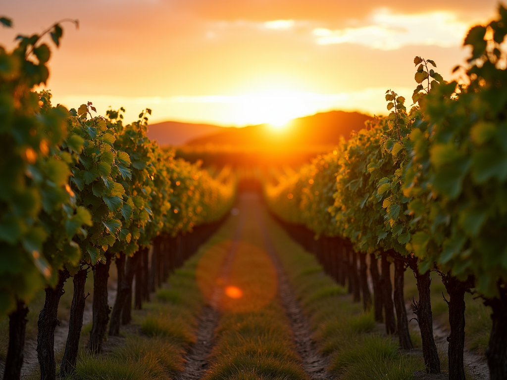 Vineyard at sunset