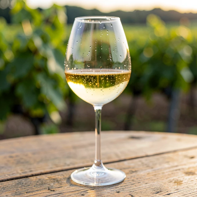 Glass of Chardonnay from Jackson Family Wines with vineyard backdrop