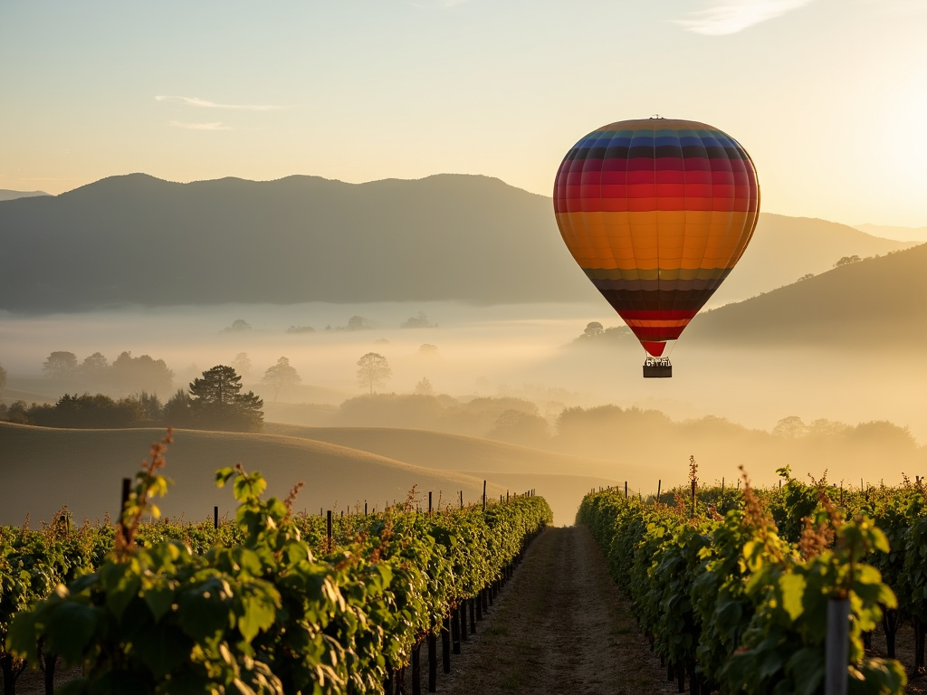 Hot air balloon ride over Sonoma County vineyards