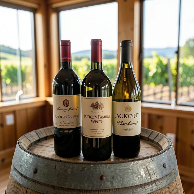 Premium Jackson Family Wines bottles displayed in a tasting room