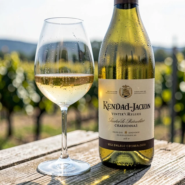 Kendall-Jackson Vintner's Reserve Chardonnay bottle and glass ready for tasting