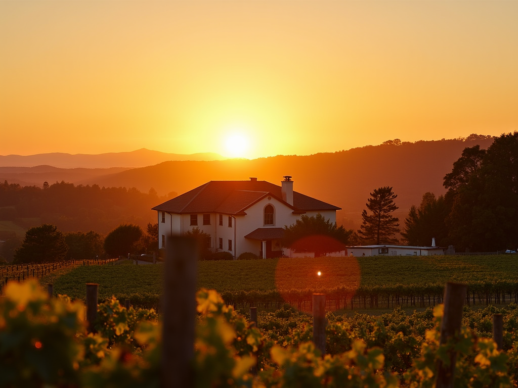 Sunset over Beringer Vineyards