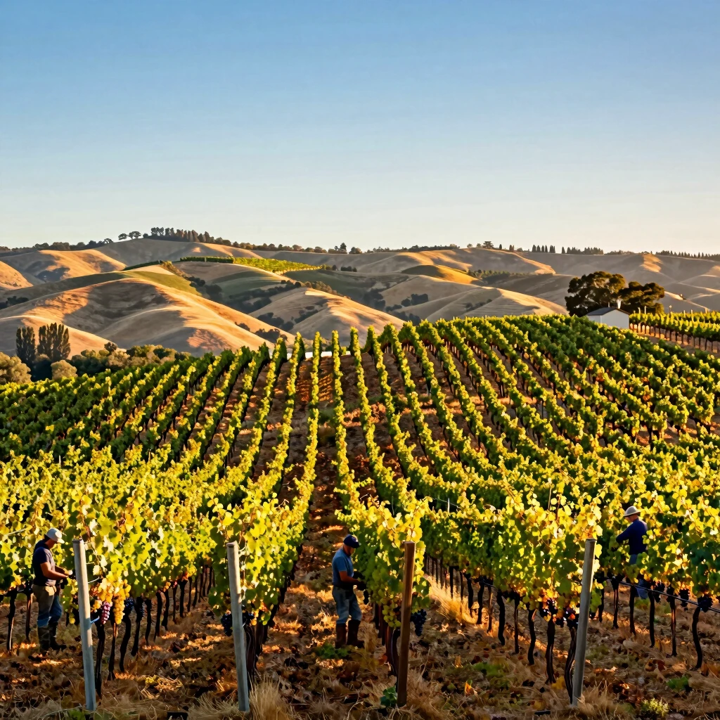 Vineyards in Sonoma County at sunset, showcasing Jackson Family Wines' estate lands