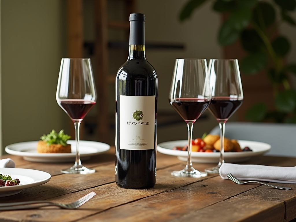 Sustainable wine on dinner table