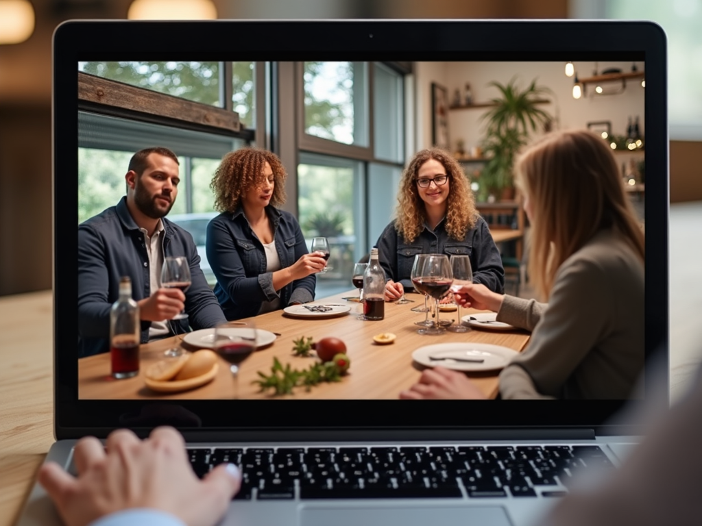 Virtual winery tour during a wine tasting party