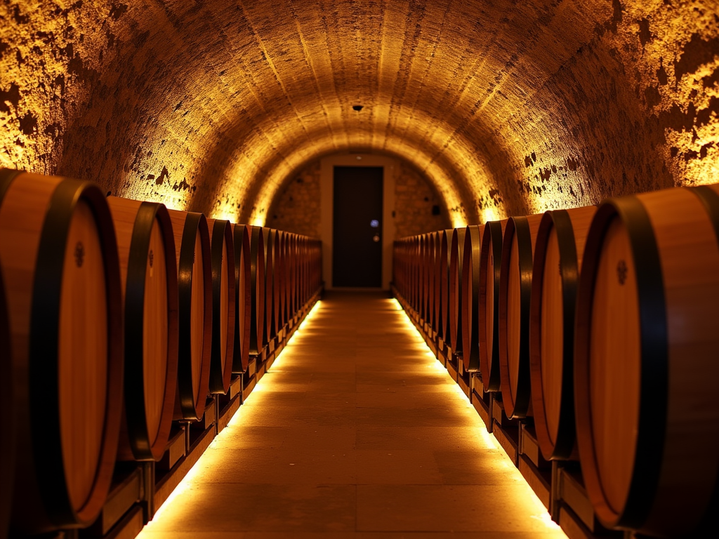 Wine cellar with LED lighting