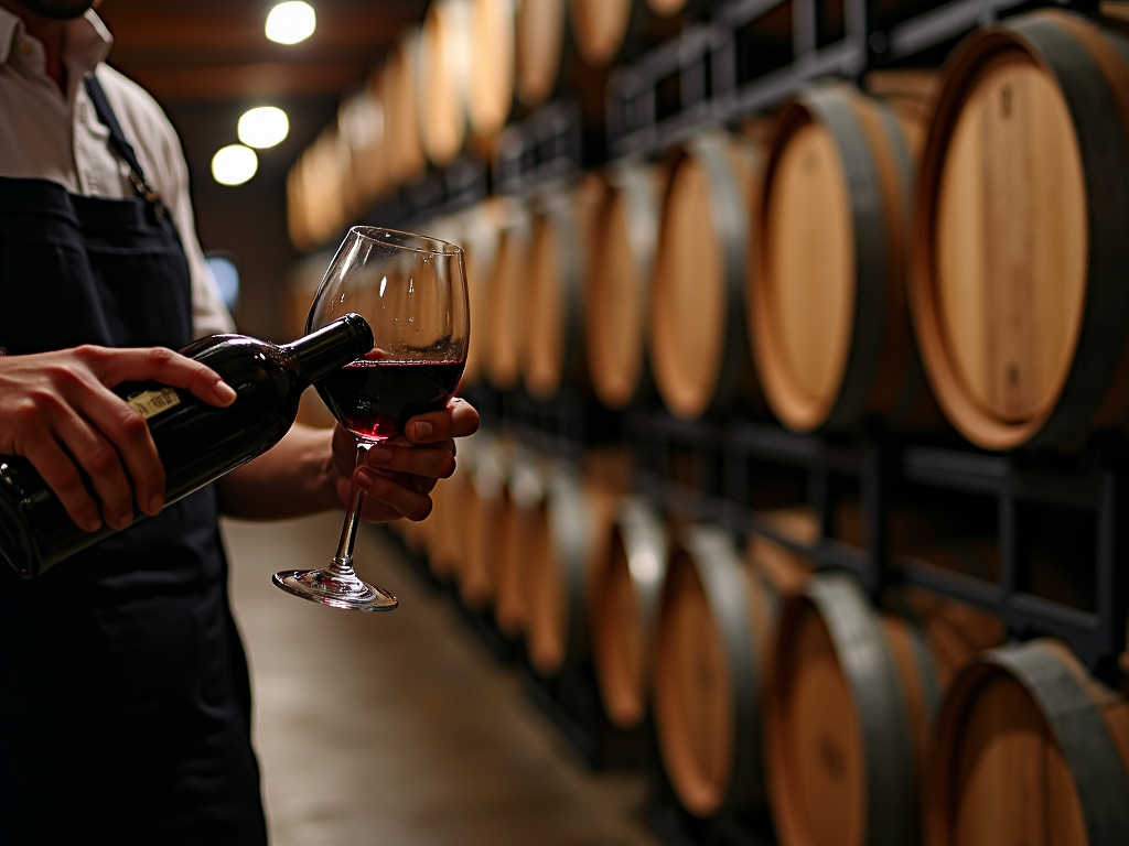 Winemaker pouring Jackson Family Wines in cellar