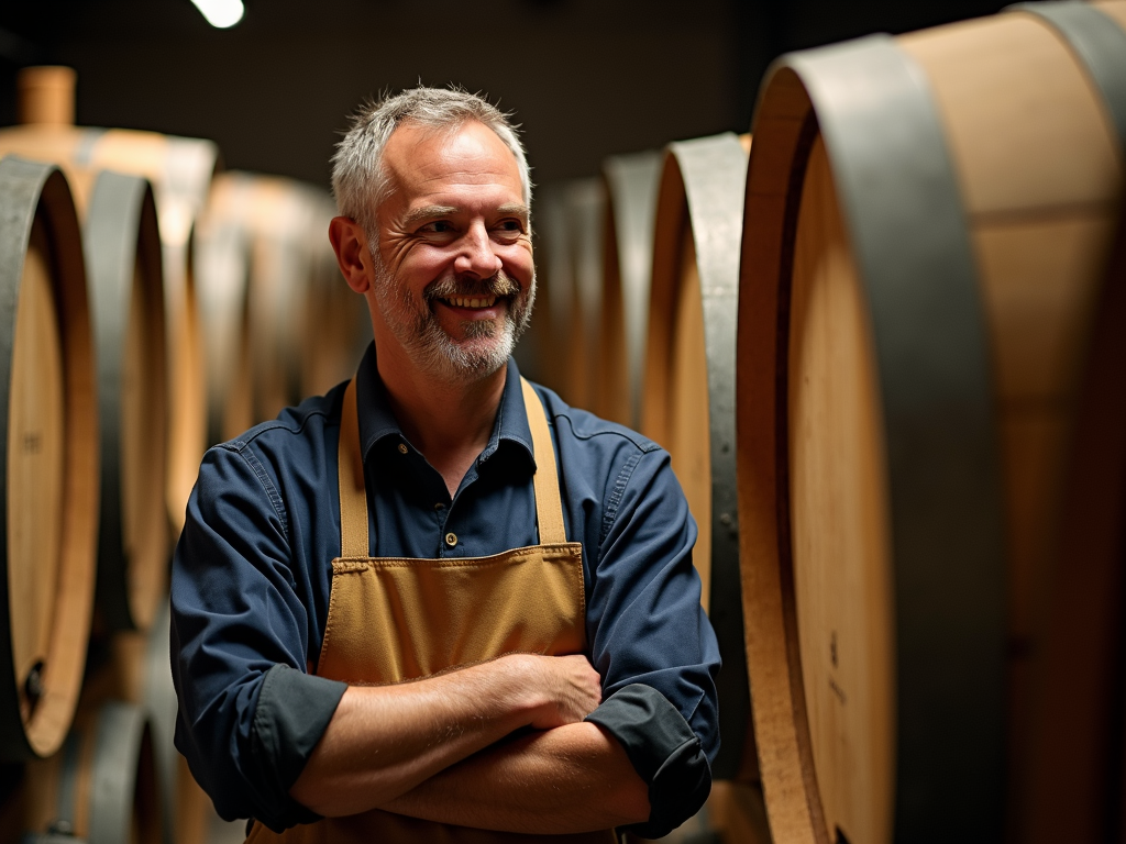 Winemaker in a barrel room at Jackson Family Wines