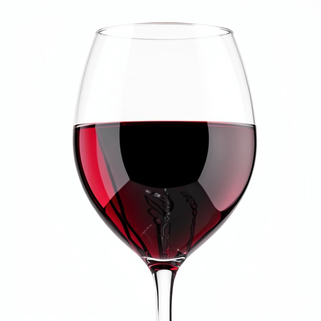 Close-up of red wine glass showing color and legs