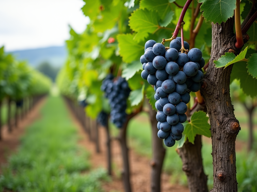 Healthy grapevines in a sustainable vineyard.